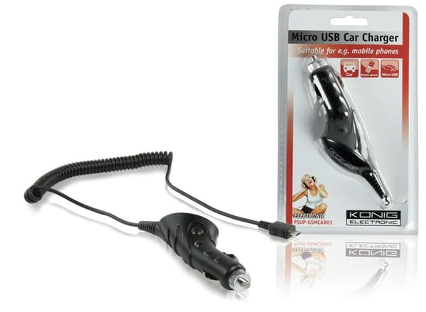 König Biloplader 1.0 A Micro USB Sort