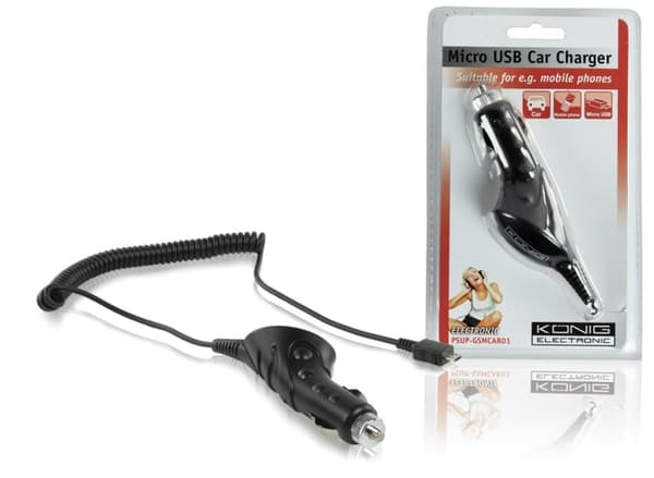 König Biloplader 1.0 A Micro USB Sort Sort