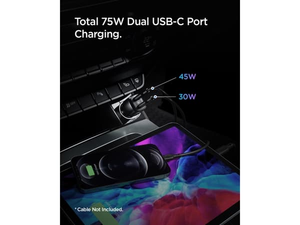 Spigen PC2200 Arcstation PD75W 2xUSB-C-laturi musta/musta ACP04581