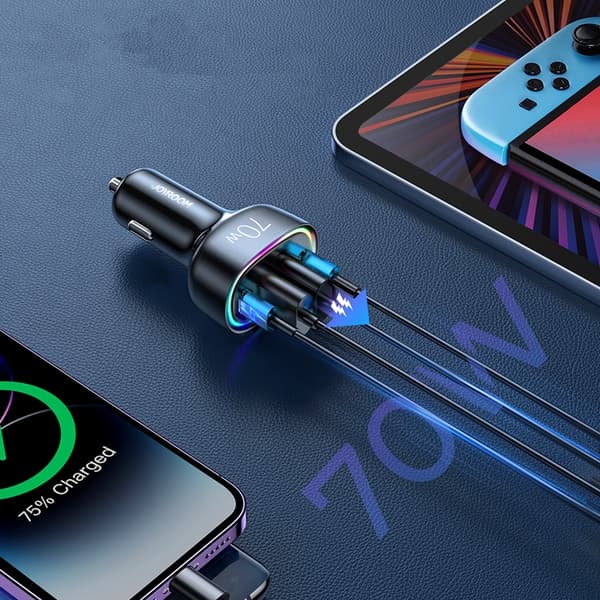 Joyroom Billaddare 4-Ports 2x USB/2x USB-C - Svart