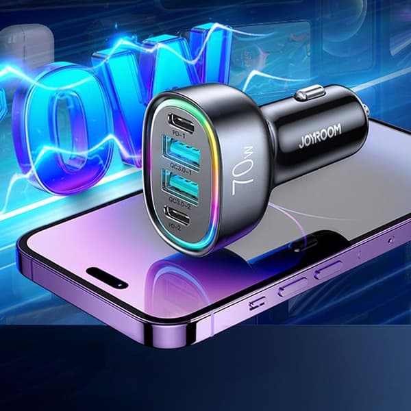 Joyroom Billaddare 4-Ports 2x USB/2x USB-C - Svart
