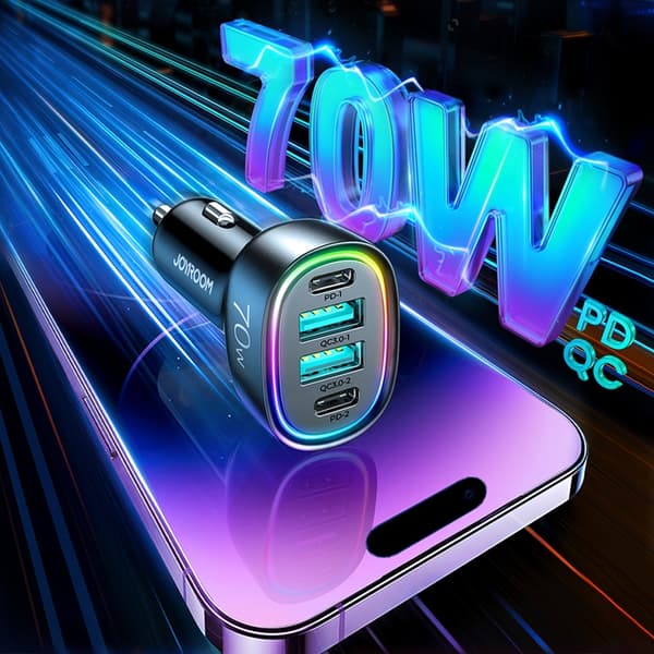 Joyroom Billaddare 4-Ports 2x USB/2x USB-C - Svart