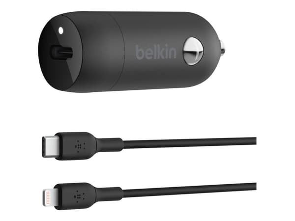 Belkin BoostCharge - Bilstrømadapter - 30 watt - 3 A - Fast Charge, Power Delivery 3.1 (24 pin USB-C) - svart Sort