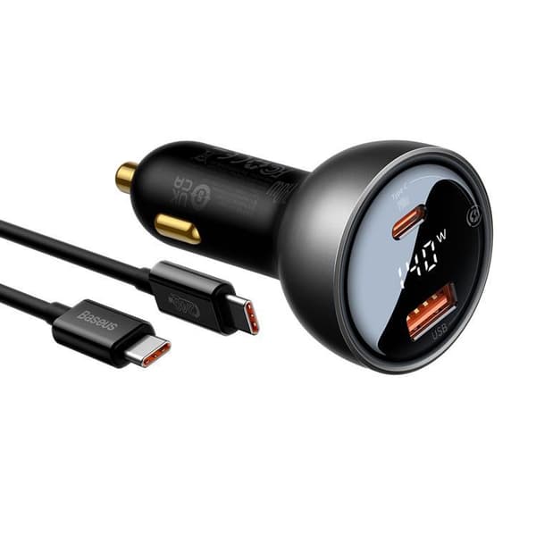 Baseus Billaddare 140W USB Till Typ-C Till USB-C Kabel 1m - Svart