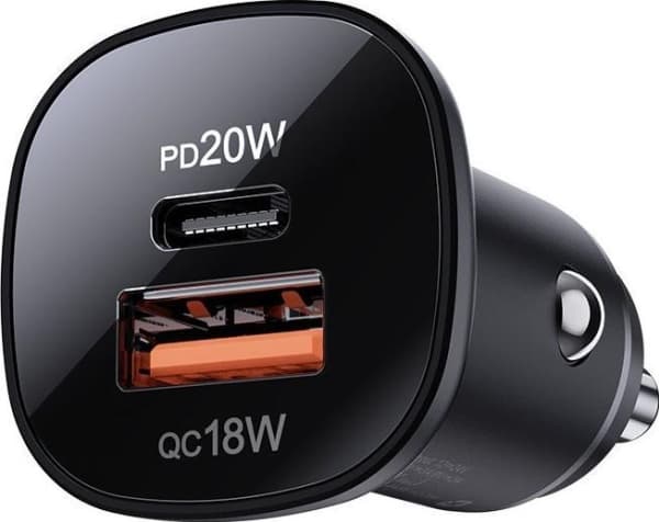 Acefast billaddare 38W USB typ C / USB, PPS, strömförsörjning, snabbladdning 3.0, AFC, FCP svart (B1 svart)