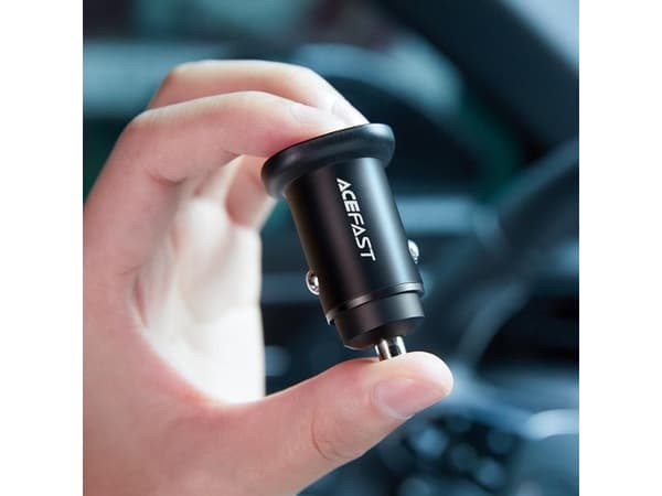 Acefast billaddare 38W USB typ C / USB, PPS, strömförsörjning, snabbladdning 3.0, AFC, FCP svart (B1 svart)