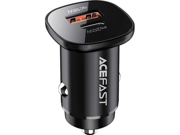 Acefast billaddare 38W USB typ C / USB, PPS, strömförsörjning, snabbladdning 3.0, AFC, FCP svart (B1 svart)