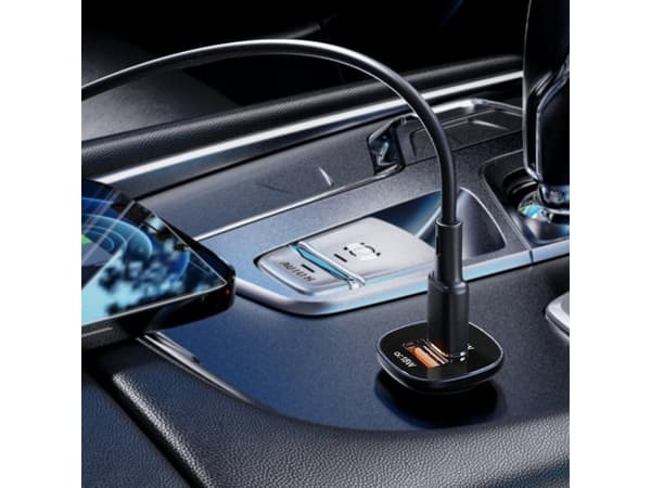 Acefast billaddare 38W USB typ C / USB, PPS, strömförsörjning, snabbladdning 3.0, AFC, FCP svart (B1 svart)