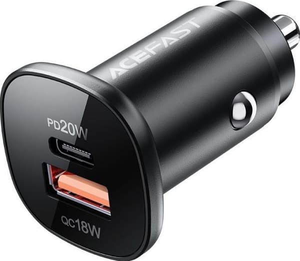 Acefast billaddare 38W USB typ C / USB, PPS, strömförsörjning, snabbladdning 3.0, AFC, FCP svart (B1 svart)