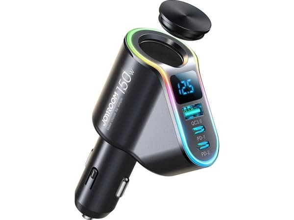 Joyroom Joyroom nopea autolaturi 4in1 USB-A QC3.0 / 2xUSB-C PD 150W musta (JR-CL21)