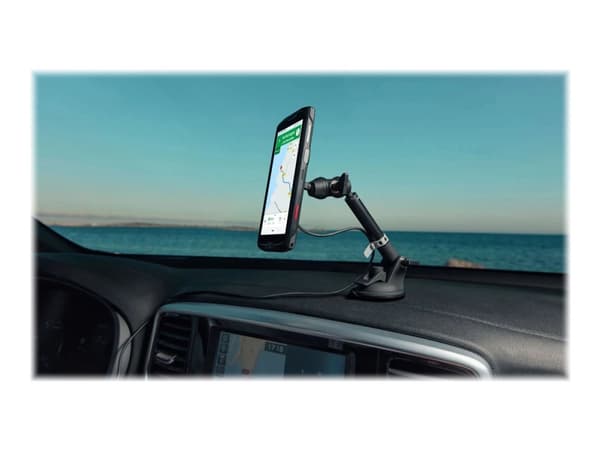 Crosscall X-CAR PRO - Trådløs ladeholder for bil + bilstrømadapter - 2.4 A - QC Sort