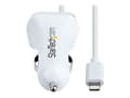Miniatyrbild 4 av 5: StarTech.com Lightning Car Charger with 1m Coiled Lightning Cable, 12W, White, 2 Port USB Car Charger Adapter for Phones and Tablets, In Car Apple iP