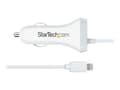 Miniatyrbild 5 av 5: StarTech.com Lightning Car Charger with 1m Coiled Lightning Cable, 12W, White, 2 Port USB Car Charger Adapter for Phones and Tablets, In Car Apple iP