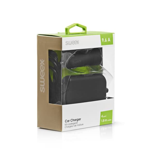 Sweex Biloplader 4-Udgange 9.6 A USB Sort