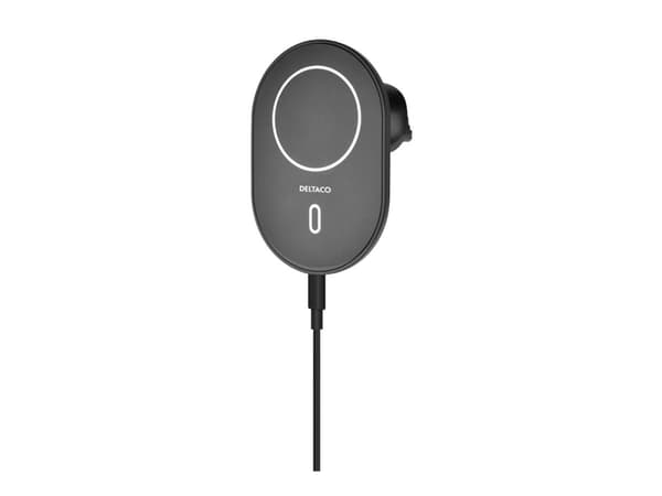 DELTACO - Trådløs ladeholder for bil - magnetisk - 15 watt - svart