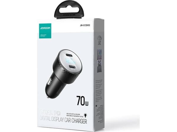 Joyroom lader Joyroom JR-CCD02 billader 2x USB-C 70W LED svart