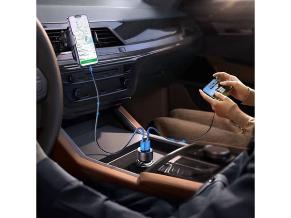 Joyroom lader Joyroom JR-CCD02 billader 2x USB-C 70W LED svart