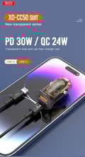 Miniatyrbild 3 av 4: USB-C PD 30W / USB-A QC 24W Snabbladdning Billaddare iPhone/Samsung