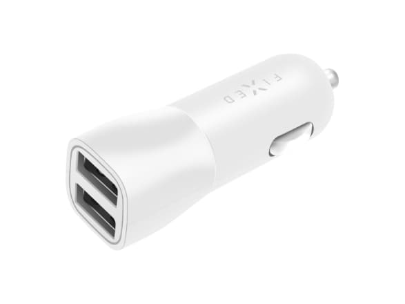 FIXED - Strömadapter för bil - 15.5 Watt - 3.1 A - 2 utdatakontakter (2 x USB) - vit