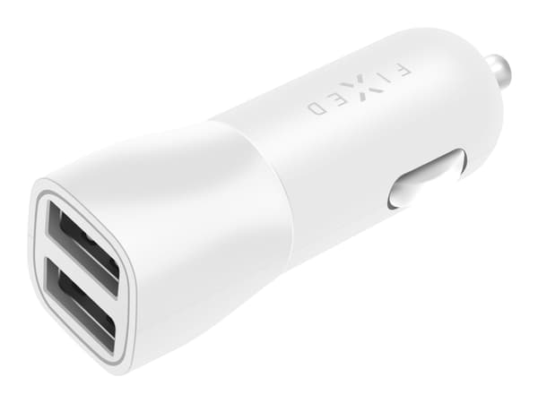 FIXED - Bilstrømadapter - 15.5 watt - 3.1 A - 2 utgangskontakter (2 x USB) - hvit