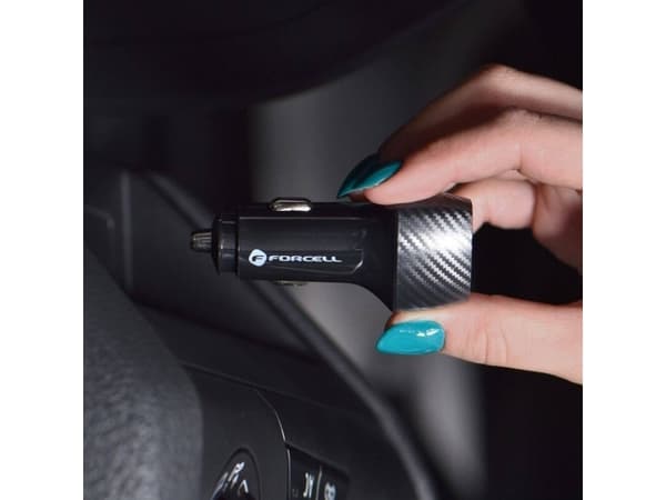 ForCell CARBON autolaturi USB QC 3.0 18W CC50-1A musta (Yhteensä 18W)