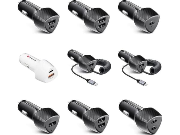 ForCell CARBON autolaturi tyyppi C 3.0 PD20W + USB QC3.0 18W 5A CC50-1A1C valkoinen (Yhteensä 38W)