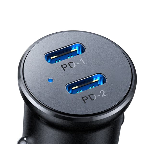 Joyroom Mini Metall Billaddare 30W 2x USB-C - Svart