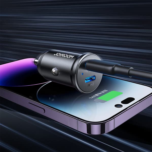 Joyroom Mini Metall Billaddare 30W 2x USB-C - Svart