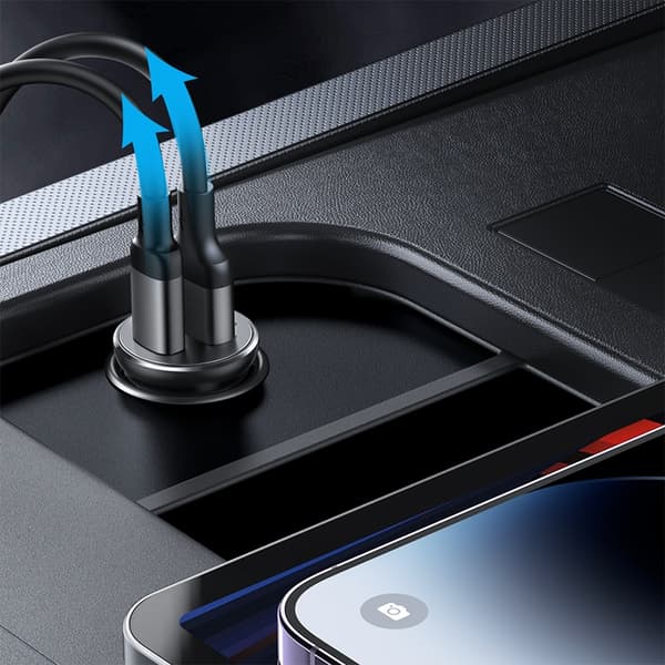 Joyroom Mini Metall Billaddare 30W 2x USB-C - Svart