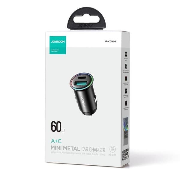 Joyroom Mini Billaddare USB-A/USB-C 60W - Svart