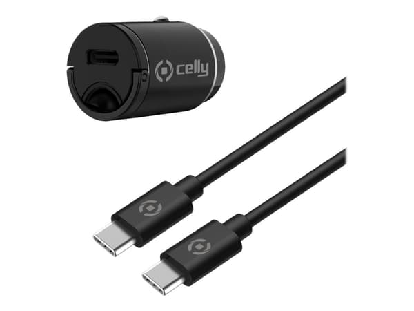 Celly ProPower - Bilstrømadapter - ultra compact - 20 watt - 3 A - PD (24 pin USB-C) Sort