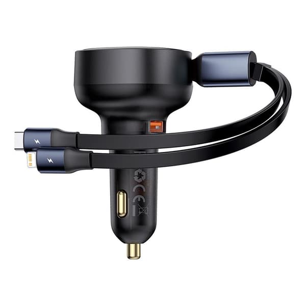 Baseus Enjoyment USB-A Billaddare med USB-C/Lightning 60W Kabel - Svart