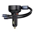 Miniatyrbild 2 av 11: Baseus Enjoyment USB-A Billaddare med USB-C/Lightning 60W Kabel - Svart