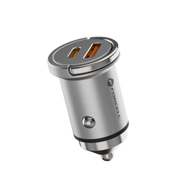 Forcell Billaddare USB-A/USB-C F-Energy 20W - Silver