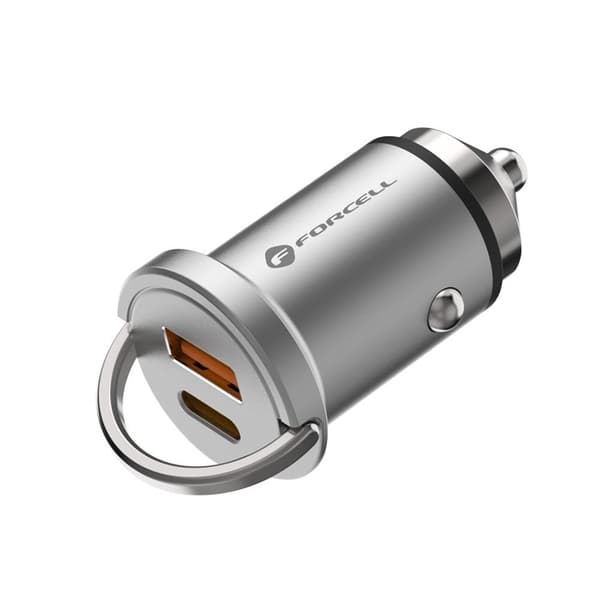 Forcell Billaddare USB-A/USB-C F-Energy 20W - Silver