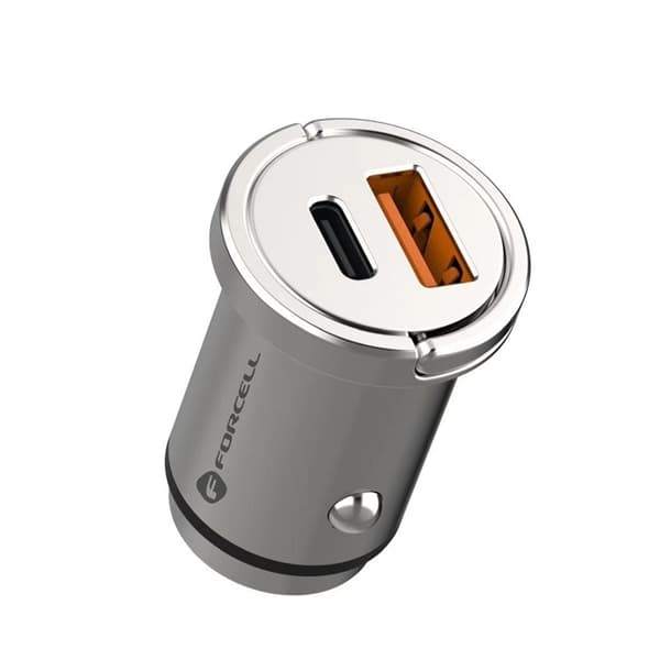 Forcell Billaddare USB-A/USB-C F-Energy 20W - Silver