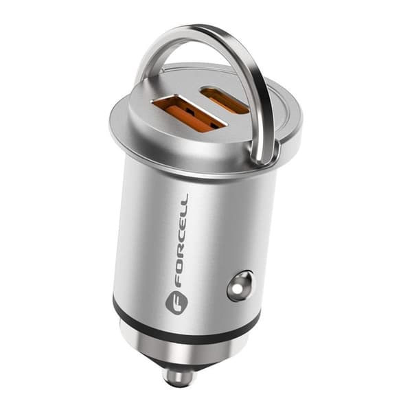 Forcell Billaddare USB-A/USB-C F-Energy 20W - Silver