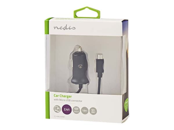 Nedis - Bilstrømadapter - 2.4 A (Micro-USB type B) - svart Sort