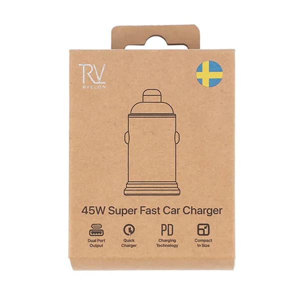 Rvelon Billaddare 45W USB-C PD3.0 & USB A QC3.0