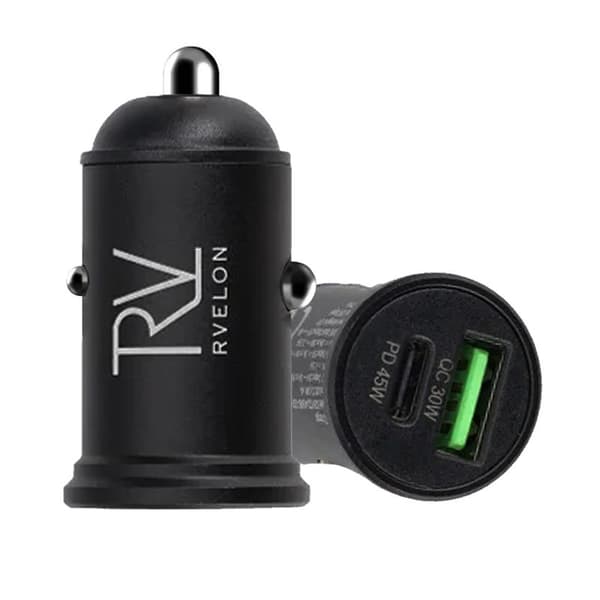 Rvelon Billaddare 45W USB-C PD3.0 & USB A QC3.0