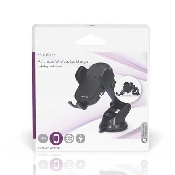 Nedis Langaton Autolaturi | 7.5 / 10 / 15 W | 1.5 / 1.67 / 2 A | 1.00 m | FOD / Ylijännite / Ylikuumenemissuoja / Ylivirta | USB Type-C™ | Sisältää ka