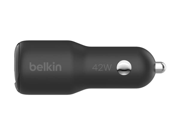 Belkin BoostCharge - Auton virtalähde - 42 wattia - pikalataus, PD 3.0 - 2 lähtöliitäntää (USB, 24-nastainen USB-C)