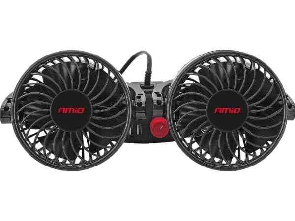 AMiO Bilvifte hodestøttevifte med 12v USB-lader amio-03009