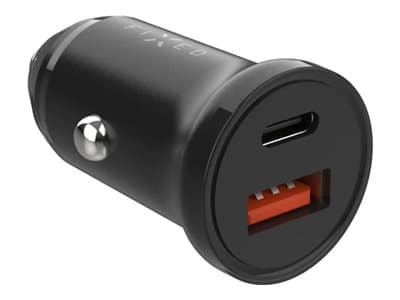 FIXED - Bilstrømadapter - 20 watt - PD 3.0 - 2 utgangskontakter (24 pin USB-C, USB) - svart