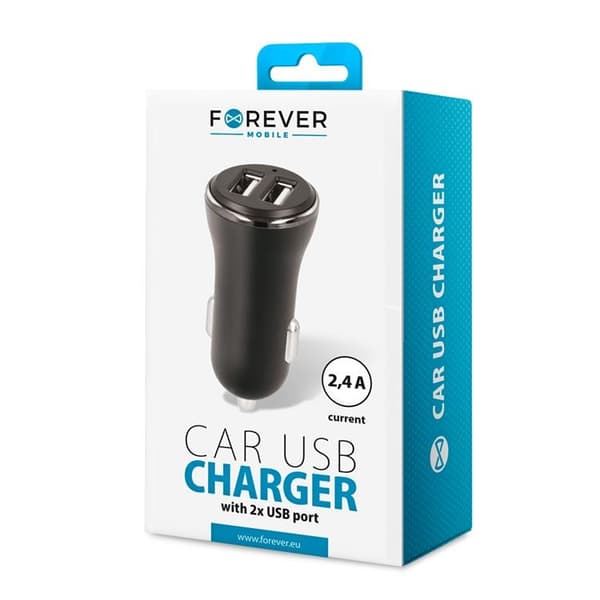 Forever Billaddare 2x USB 2,4A CC-03 - Svart
