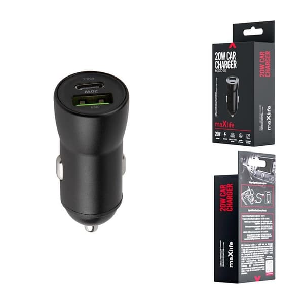 Maxlife Billaddare 1xUSB-C 1xUSB PD QC 20W MXCC-04