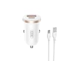 Miniatyrbild 1 av 2: XO Billaddare 30W 1x USB 1x USB-C + USB-C Kabel CC56 - Vit