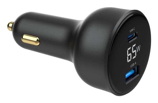 GEMBIRD GEMBIRD Nopea autolaturi 2x USB Type-C PD LCD 65 W musta