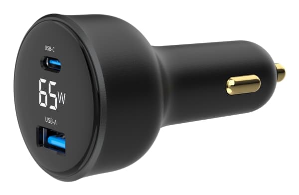 GEMBIRD GEMBIRD Nopea autolaturi 2x USB Type-C PD LCD 65 W musta
