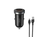 Miniatyrbilde 2 av 2: Xo billader CC56 PD 30W QC 1x USB 1x USB-C svart + USB - microUSB-kabel